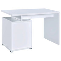Benzara BM156222 Gorgeous white Wooden desk with cabinet
