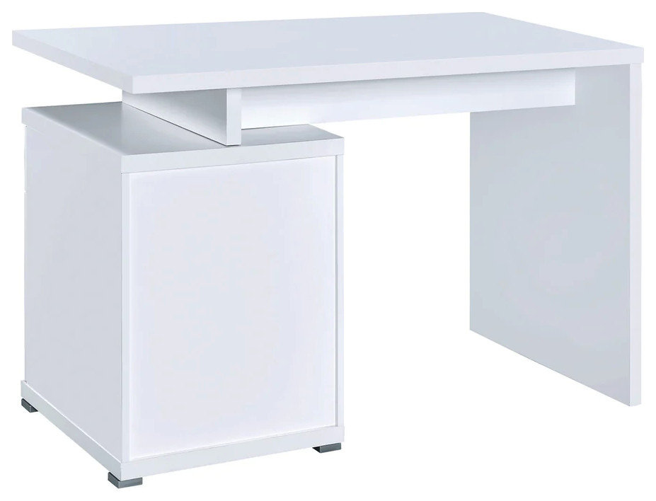 Benzara BM156222 Gorgeous white Wooden desk with cabinet