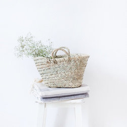 Woven Natural Straw Basket - Throws