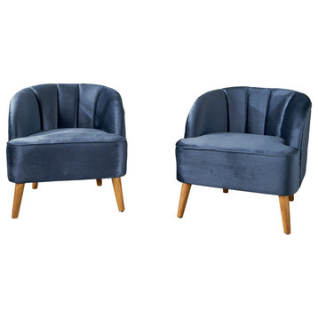 GDF Studio Scarlett Modern New Velvet Club Chairs, Set of 2, Cobalt