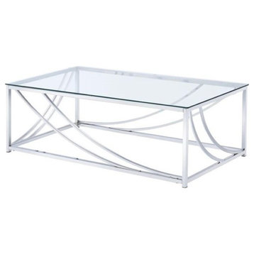 Coaster Contemporary Glass Top Rectangular Coffee Table in Chrome