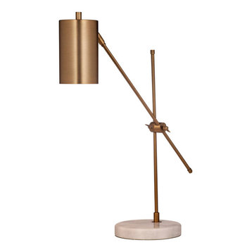 Bassett Mirror Danielle Task Lamp in Brass/White Marble Finish L3368TEC