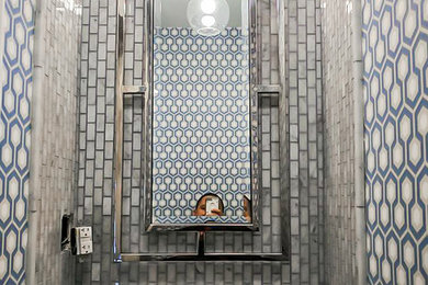 Inspiration for a mediterranean powder room remodel in New York