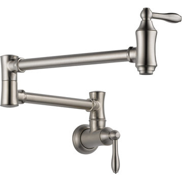 Delta Traditional Wall Mount Pot Filler, Stainless, 1177LF-SS