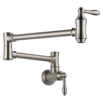 Delta Traditional Wall Mount Pot Filler, Stainless, 1177LF-SS