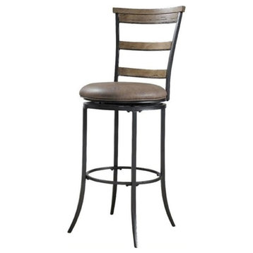 Bowery Hill 46"H Contemporary Metal Ladder Back Swivel Bar Stool in Gray