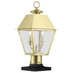 Livex Lighting - Wentworth 2 Light Natural Brass Outdoor Medium Post Top Lantern - With its appealing natural brass finish and clear glass, the stunning Mansfield collection will make an elegant addition to any outdoor space. Formed from solid brass & traditionally inspired, this two-light outdoor medium post top lantern is complimentary to almost any home exterior. Combining superb craftsmanship and affordable price, this fixture is sure to be a timeless addition to your home.