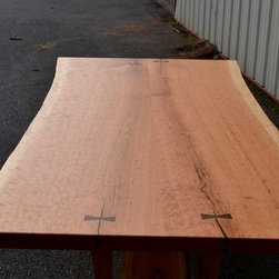 Live Edge Cherry Dining Table with Live Edge Trestle - Dining Tables