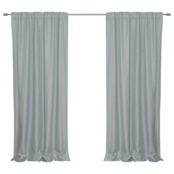 Woven Faux Linen Back Tab Curtains with Blackout Lining