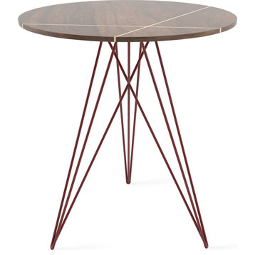 Hudson Inlay Side Table Blood Red, Walnut