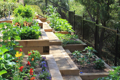 Design ideas for a mid-sized traditional full sun backyard formal garden in Los Angeles for spring.