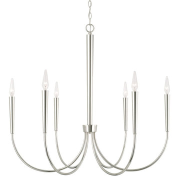 Capital Lighting 445961 Holden 6 Light 33"W Taper Candle - Polished Nickel