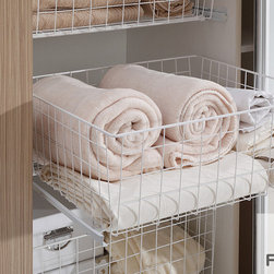 Wardrobe MD Pull out Wire Basket in White - Wardrobe Storage Solutions