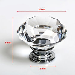 Floureon&reg; 8PCS Diameter 40mm Clear Crystal Glass Cabinet Knob Cupboard Drawer Pu - Cabinet And Drawer Knobs