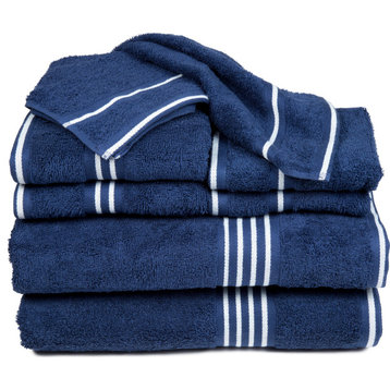 24-Piece Towel Set Cotton Bathroom Accessories, Navy