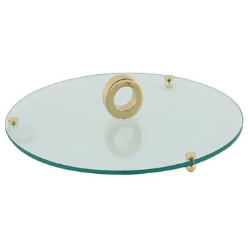 Ring Glass Pedestal Tray, Gold