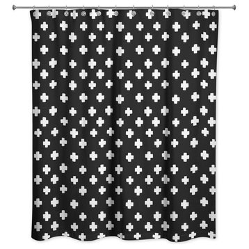 Black Swiss Cross Shower Curtain
