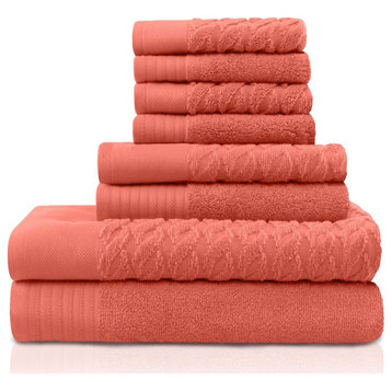 8 Piece Turkish Cotton Quick Drying Towel Set, Emberglow