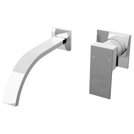 Novatto NBF-W01 Artz Single Handle Wall Mount Bathroom Faucet Series, Chrome