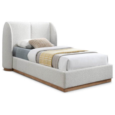 Jardin Boucle Fabric Full Bed, Cream, Twin