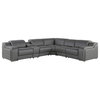 Marco-6-Piece, 3-Power Reclining Italian Leather Sectional, Dark Gray