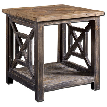 Luxe Distressed Open Square End Table