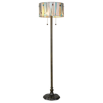 Serena d'italia Contemporary Tiffany 2-Light Blue 58" Bronze Floor Lamp