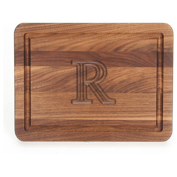 BigWood Boards Rectangle Monogram Walnut Cheese Board, R