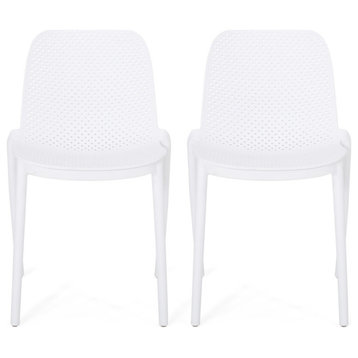 Tafton Outdoor Stacking Dining Chair, Set of 2, White