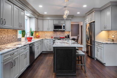 Example of a french country kitchen design in Detroit