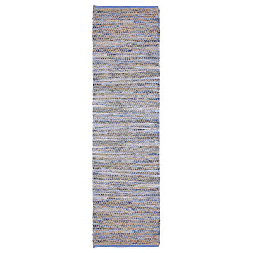 Earth First Blue Jeans Octagon Rug, 2.5'x14' Runner