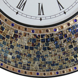 Perfect Wall Clock for a Coastal Style - Golden Bronze and Earthy Mosaic Tiles - Wall Clocks