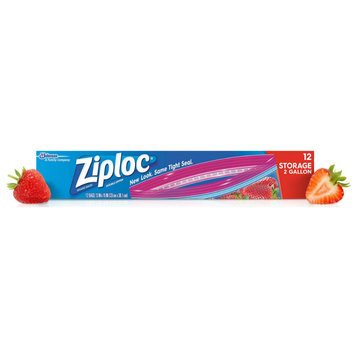 Ziploc® 01143 Jumbo Double Zipper Storage Bags, 2-Gallon, 12-Count