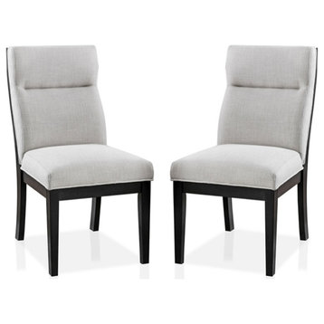Furniture of America Andy Fabric Padded Dining Side Chair in Beige (Set of 2)