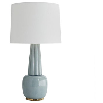 Arlington Table Lamp 1-Light Celadon Gold Porcelain Off-White Linen Shade 30.5"H