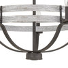 Benzara BM233253 Metal Chandelier With Wooden Round Frame Support, Black/Gray