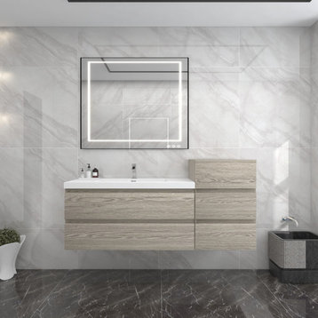 BTO 62" Wall Mounted Bath Vanity With Reinforced Acrylic Sink, Tuna Oak
