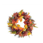 22" Autumn Harvest Apple, Berry and Leaf Artificial Thanksgiving Floral Wreath