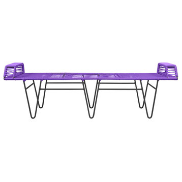 Pelopin Indoor/Outdoor Handmade Bench, Purple Weave, Black Frame