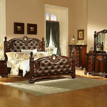 Orleans Traditional Poster 5 PC Bedroom Set (Bed, Nightstand, Dresser, Mirror an