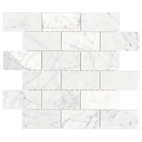 12 in. x 12 in. Marble Mosaic Wall Tile, Blanco