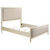 Cambridge Solid Wood Bed with Upholstered Trim, White, King