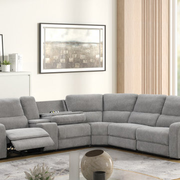 Anthony 114" Wide Light Gray Chenille Power Reclining Sectional with Power Headr
