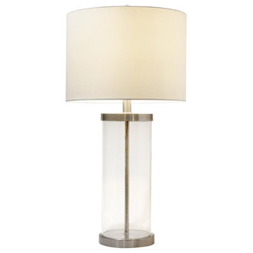 Elegant Designs Enclosed Glass Table Lamp, Brushed Nickel
