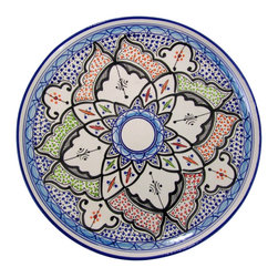 Le Souk Ceramique - Round Stoneware Platter Tibarine Design - Serving Dishes And Platters