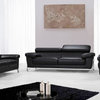 Encore Black Top Grain Italian Leather Sofa Set With Adjustable Headrests
