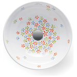 bathco - Camomila White Porcelain Decorated Bathroom Vessel Sink Hand Painted - This product is available as pre-order only. Lead time: 8 weeks