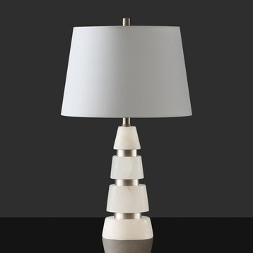 Safavieh Zhang Alabaster Table Lamp White/Nickel