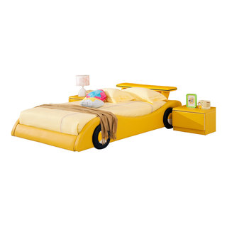 Cilek Kids Room GTS Biturbo Remote Control Wood Twin Race Car Bed in White