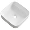 Bathroom Vessel Sink Square White Ceramic Porcelain Counter Top Vanity Bowl Sink